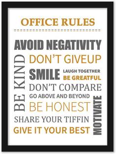 Love Quotes Frames-Office Rules Motivational Wall Posters For Office Wall, School, Enterpreneur, Classroom & Home |Inspirational Quotes Poster For Office , Home Décor |Home Décor Art Frames |Framed Poster |Motivational Wall Poster With Glass Frame Paper Print