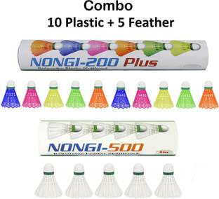 Nongi 500 Combo Feather and Plastic Shuttle  - Multicolor