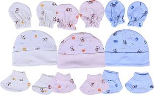 Miss & Chief by Flipkart New born Baby Cap | Botty | Mittens Set Pack Of 3(0-3 Months)
