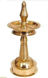 Tangerine Brass Kerala Nilavilakku || Kerala Diya || Kerala Deepak- its Kerala Traditional Brass Oil Lamp - Brass Table Diya