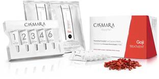 Casmara Facial Treatment_Casmara Facial Kit Goji Treatment –6 Steps, Single Use Tubes, Easy to Use, Anti-Oxidant and Treatment, Contains Goji Berry Extracts, Avocado Oil, Shea Butter – Made in Spain – 1 Box (2 Treatments) – For Ageing, Matured Skins - Unisex