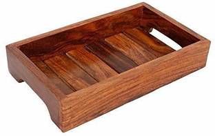 manzees Wooden Handmade Rectangle shaped Serving tray, Sheesham Handmade Tray