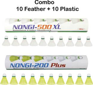 Nongi 500XL combo Feather and Plastic Shuttle  - Yellow