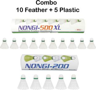 Nongi 500XL combo Feather and Plastic Shuttle  - White