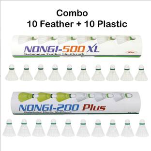 Nongi 500XL combo Feather and Plastic Shuttle  - White