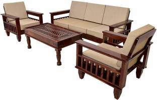Divine Arts Solid Sheesham Wood 5 Seater Sofa Set For Living Room / Office| Fabric 3+1+1 Fabric 3 + 1 + 1 Sofa Set