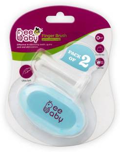 Beebaby Silicone Finger Brush with Carry Case For Baby (Pack of 2) Blue Ultra Soft Toothbrush