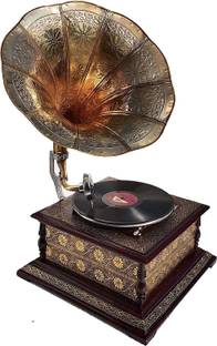 tahaart Working gramophone record player original working phonograph Wooden, Brass Gramophone