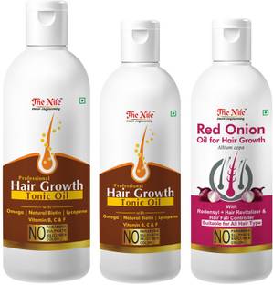The Nile 100 % Pure and Natural Hair Growth Tonic For Hair Regrowth, Anti Hair Fall 100 ML + 100 % Pure and Natural Hair Growth Tonic For Hair Regrowth, Anti Hair Fall 200 ML + Red Onion Oil with Redensyl + Hair Revitalizer, Hair Regrowth & Hair Fall Control Hair Oil 100 ML Hair Oil