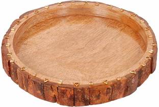 manzees Wooden Rounded Beautifull Tray, Handcrafted Serving Tray ( Size - 26*26*3cm ) Tray