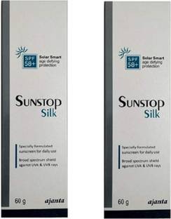 SUNSTOP Sunscreen - SPF 50 PA+++ Silk ( pack of 2 ) Each pack 60 gm