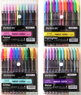 Craftacious Highlighter, Metal, Pastel and Glitter Pen 1.0 mm Nib Gel Pen