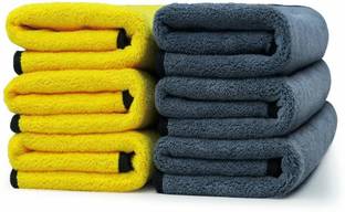 Ruchi World Double Layered Cloth||This dual-sided plush microfiber towel made||Multi-Purpose Super Soft Absorbent Cleaning Towel||the superior quality of this towel is immediately clear when you hold it in your hands[PACK OF SEVEN][40CM*40CM] BLUE||YELLOW Cloth Napkins