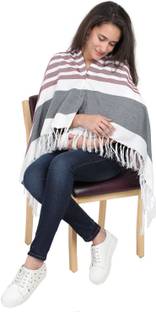 Lula Mom Breast Feeding Shawl, Nursing Cloak, Innovative Shape-Changing Poncho- Stripes (Maroon) Feeding Cloak