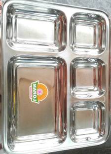 MANOJ steel heavy guag 5 in 1 compartment divided square 6 pcs dinner plate Dinner Plate