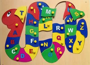 Ashmi Wooden Capital Alphabet Snake Knob Puzzle Learning For Kids