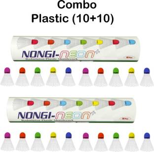 Nongi Neon Plus Combo Colored Cork Plastic Shuttle  - White