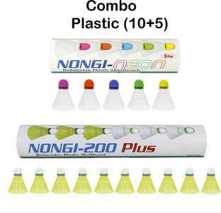 Nongi NEON Combo Plastic Shuttle  - Multicolor, Green, White