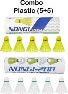 Nongi PRO combo Plastic Shuttle  - White, Yellow