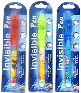 SHOP KAR Invisible Spy Magic Pen with UV-Light Best for Kids Pack of 3 Ball Pen