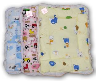 Fareto New Born Baby Combo Of 3 Cotton Baby Bed | Godari Lacy Bed | Mattress (0-1 Years)