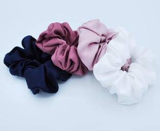 PANKSHRI ENTERPRISE Silk Hair Scrunchies Hair Ties (Multicolour) Pack of 4 Rubber Band