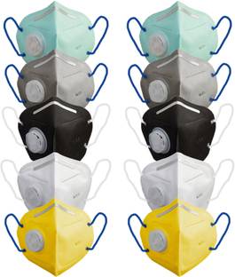 FOXTER Multi Color Unisex Reusable & Washable N-95 5 Layer 10 Mask