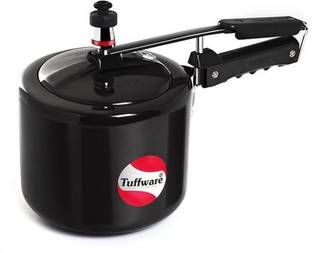 Tuffware Hard Anodised Aluminium Pressure Cooker - Inner Lid, Black, 1 Litre (Very Small Size) 1 L Inner Lid Pressure Cooker
