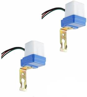 SiSAH Plastic 220 Volt Auto Day/Night On-Off Photocell Sensor Switch for Lights Water Proof, White -2 Pieces Smart Kit