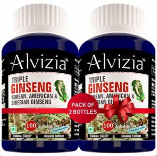 Alvizia Triple Ginseng energy supplements - 100 Tablets |Pack of 2|