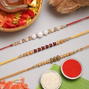 Flipkart SmartBuy Designer D1144_FSB Gold Finish, Pearl Chawal Roli Pack, Rakhi  Set