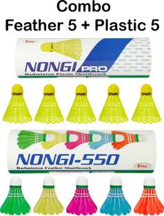 Nongi PRO Combo Feather and Plastic Shuttle  - Multicolor