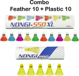 Nongi PRO Combo Feather and Plastic Shuttle  - Multicolor