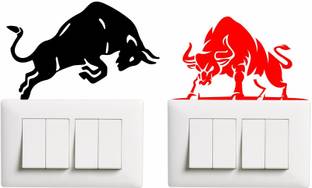 Decoratin Sticker 5 cm ''bull'' Decorative switch Board sticker size (Pack of 2) Self Adhesive Sticker
