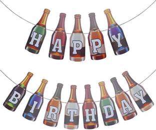 Bash N Splash Multicolored Bottle shaped Style Happy Birthday Banner Banner