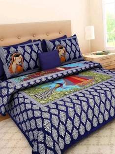 Elfbela 151 TC Cotton Double Jaipuri Prints Flat Bedsheet
