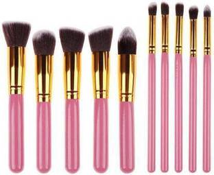 lazygirl Premium Synthetic Kabuki Makeup Brush Set (Pack of 10)