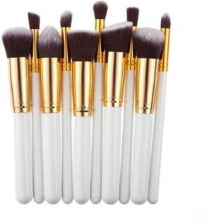 lazygirl 10 pcs Synthetic Makeup Brush Set - white (Pack of 10)