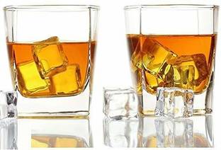 KEITSI (Pack of 2) Square Old Fashioned Glasses Set of 2 Glass Set Whisky Glass