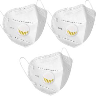 Monero This year new Layer N-95 Mask Reusable (White, Free Size, Pack of 3) Water Resistant, Reusable, Washable