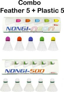 Nongi Combo Feather and Plastic Shuttle  - White