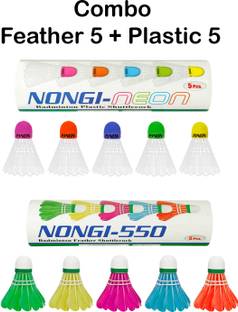 Nongi Combo Feather and Plastic Shuttle  - Multicolor