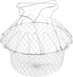 fast demand Foldable Basket Strainer Kitchen Tool for Cook Deep Fry Boiling Steaming Poaching Blanching Colander Rinse Solid Stainless Steel Net 12 in 1 Collapsible Deep Frying Basket