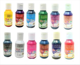 Marvino Edible Food Gel Colors Set Of 12 Colours For Cake Pastries Icing Whipping-Cream Ice-creams Sweet's Multicolor