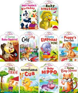 Set Of 10 Books Baby Animal Story Board Books (Die Cut)