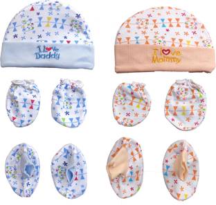 BABY LOOKS Presents Supersoft cotton Mitten, Booty and Cap set for new borns