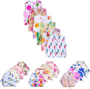 V.B.K Baby Care Combo Of Zhabla (6 Pcs) and Nappy (Langot) (12 Pcs) For Normal Home Use, Multicolor, Cotton Cloth Fabric, Random Design and Print