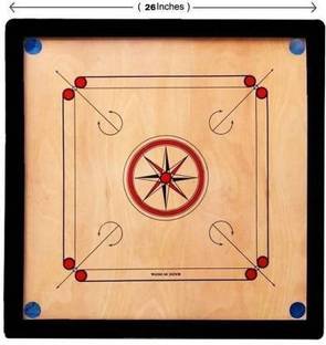 KRISHNA carrom board 20 inch High gloss finish with free coins striker and powder 20 cm Carrom Board