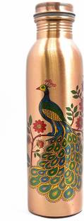 riddhi enterprises रिद्धि 100%कॉपर पीकॉक डिज़ाइन लीक प्रूफ पानी की बोतल 1000 ml बॉटल