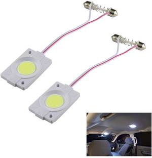 Utkarsh (Pack Of 2 Pcs) Super Ultra Bright Car Interior Round DC12v 2.4w COB LED Dome/Map Bulb Roof IP65 Module Bead Chip DIY Light/Lamp Car Fancy Lights